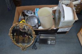 Large Box Containing Table Lamp, Kettle, Foot Spa,
