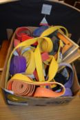 Box Containing Karate Belts, Picture Frames and Bo