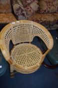 Cane and Wicker Seated Tub Chair