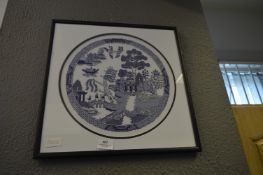 Framed Needlework Picture - Willow Pattern