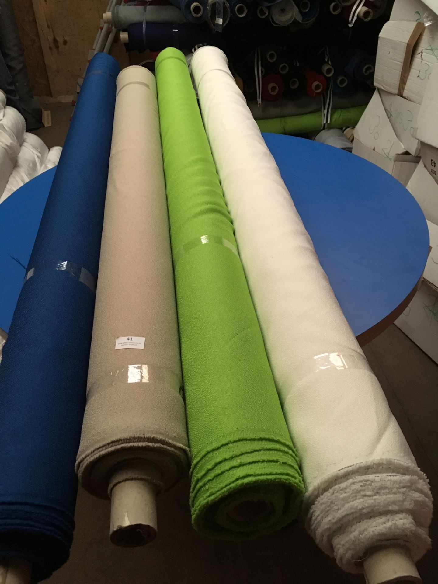 Four Rolls of Polyester Crepe Fabric Assorted Colours and Lengths