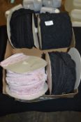 Three Rolls of Black and a Pink Lace Lingerie Trim