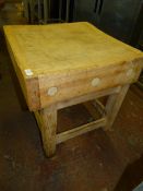 Sycamore Butcher's Block on Pine Stand
