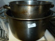 Two Stainless Steel Twin Handled Pans