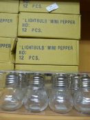 Four Boxes of 12 Light Bulb Pepper Pots