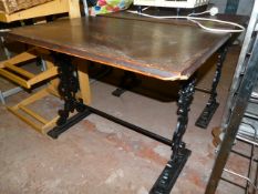 Two Darkwood Rectangular Pub Tables on Cast Iron B