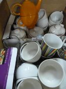 Box of Assorted Mugs, Teapots, etc.