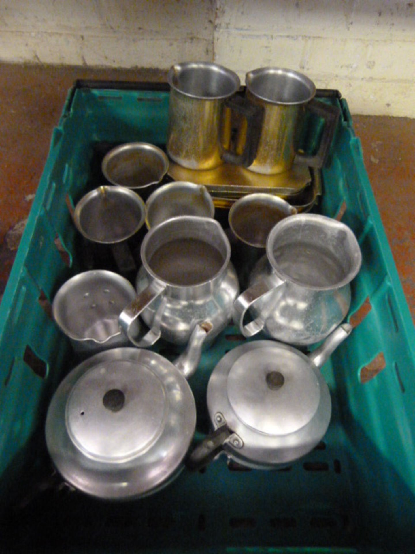 *Box of Aluminum Teapots, Jugs, etc.