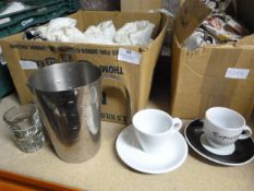 Assorted Coffee Cups and Baristas Accessories