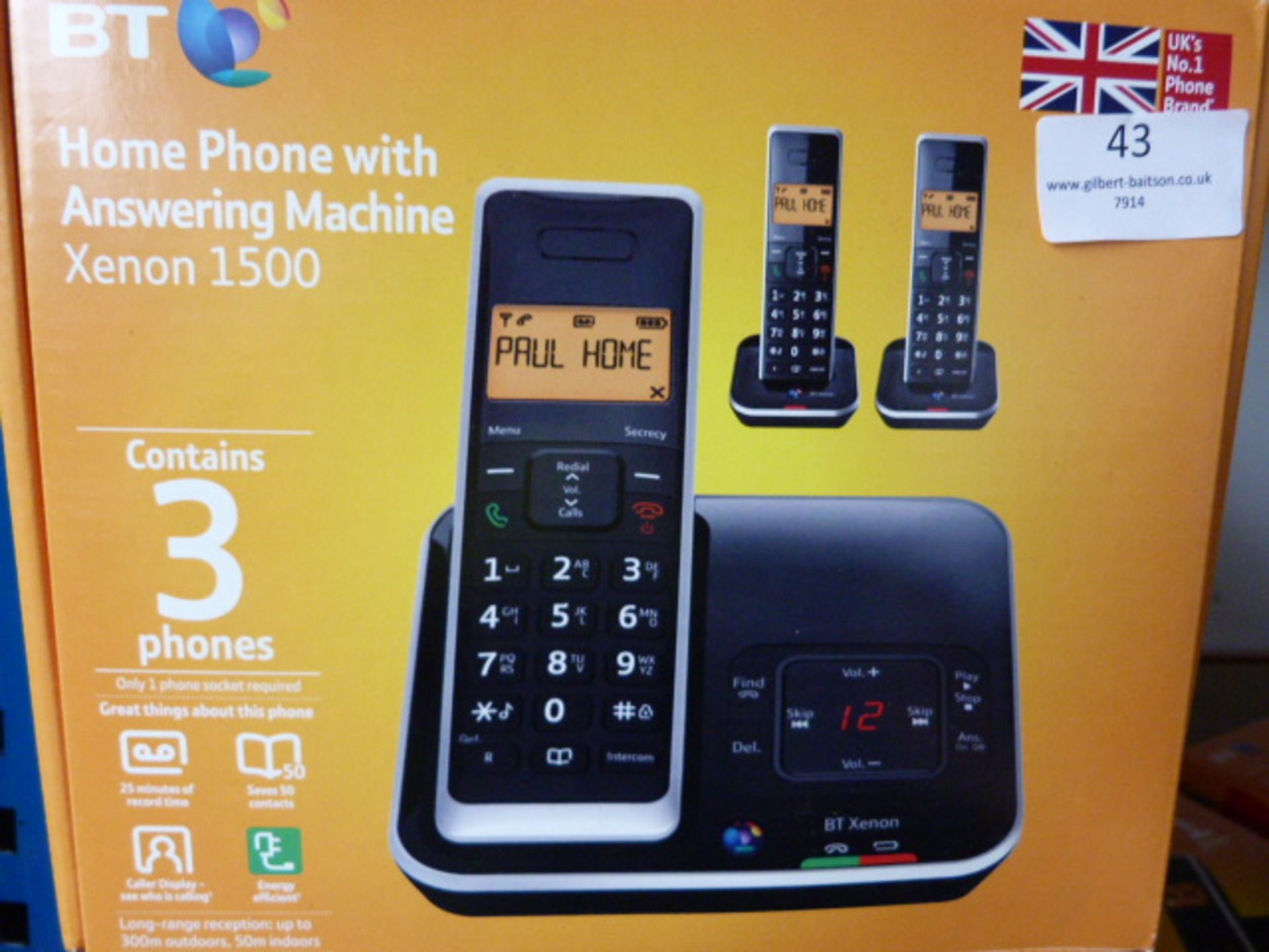 *BT Xenon 1500 Three Piece Cordless Telephone Set