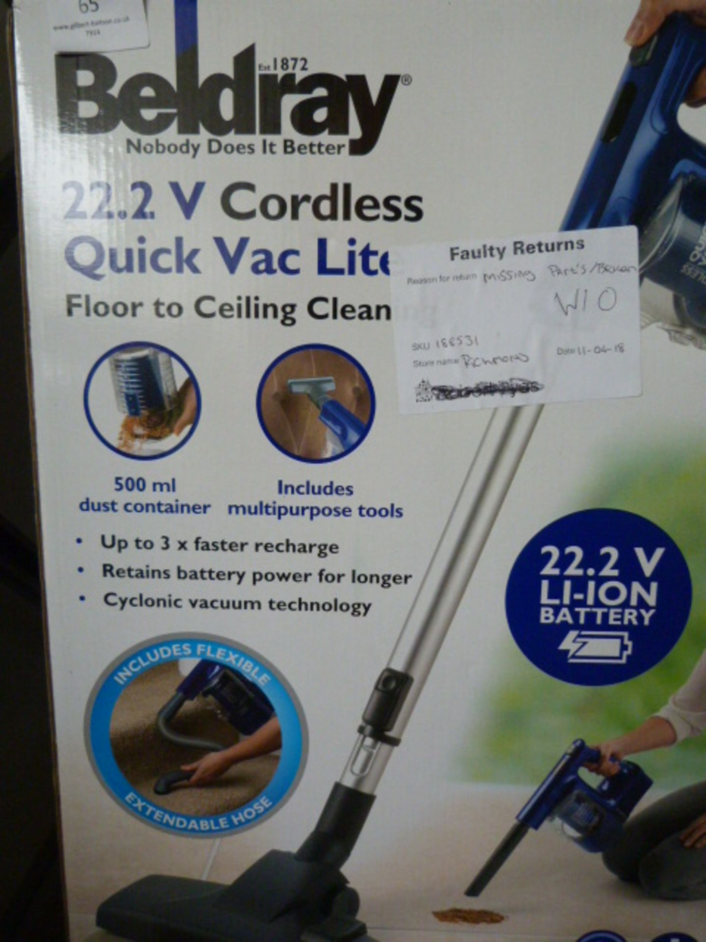 *Beldray 22.2V Cordless Vacuum