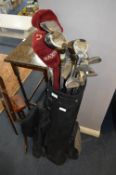 Golf Bag and Clubs; King Cobra, Mizuno, Wilson and