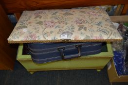 Wicker Ottoman, Suitcase and Cushions