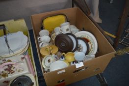 Box of Pottery, Commemorative Ware, Mugs, Jugs, Be