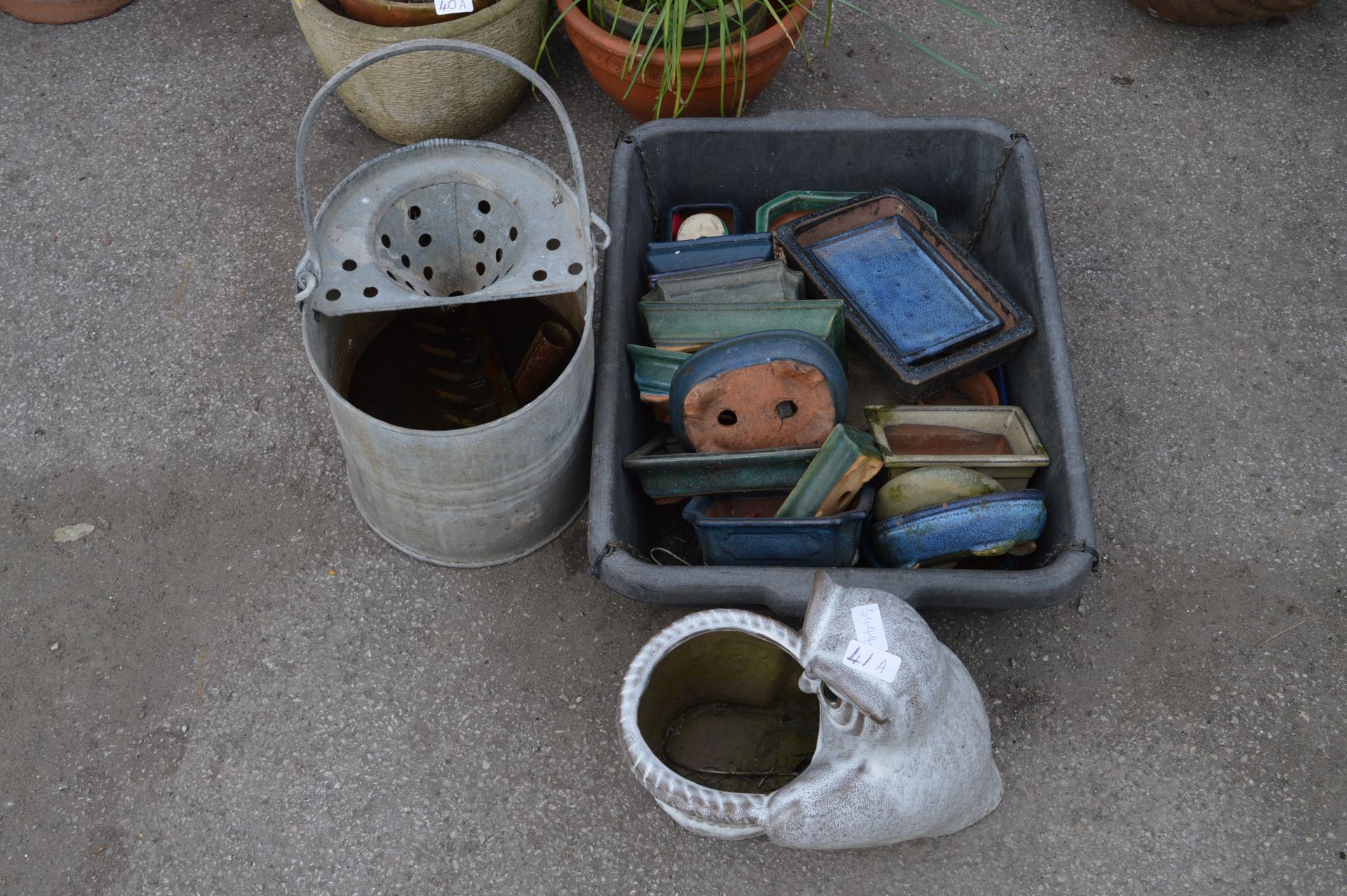 Mop Bucket, Owl Plant Pot and Small Planters