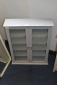 Grey Painted Wall Mounted Collectors Cabinet