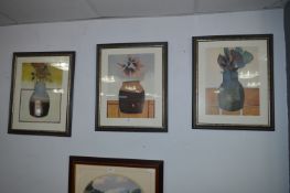 Set of Three Framed Prints - Flowers in Vases