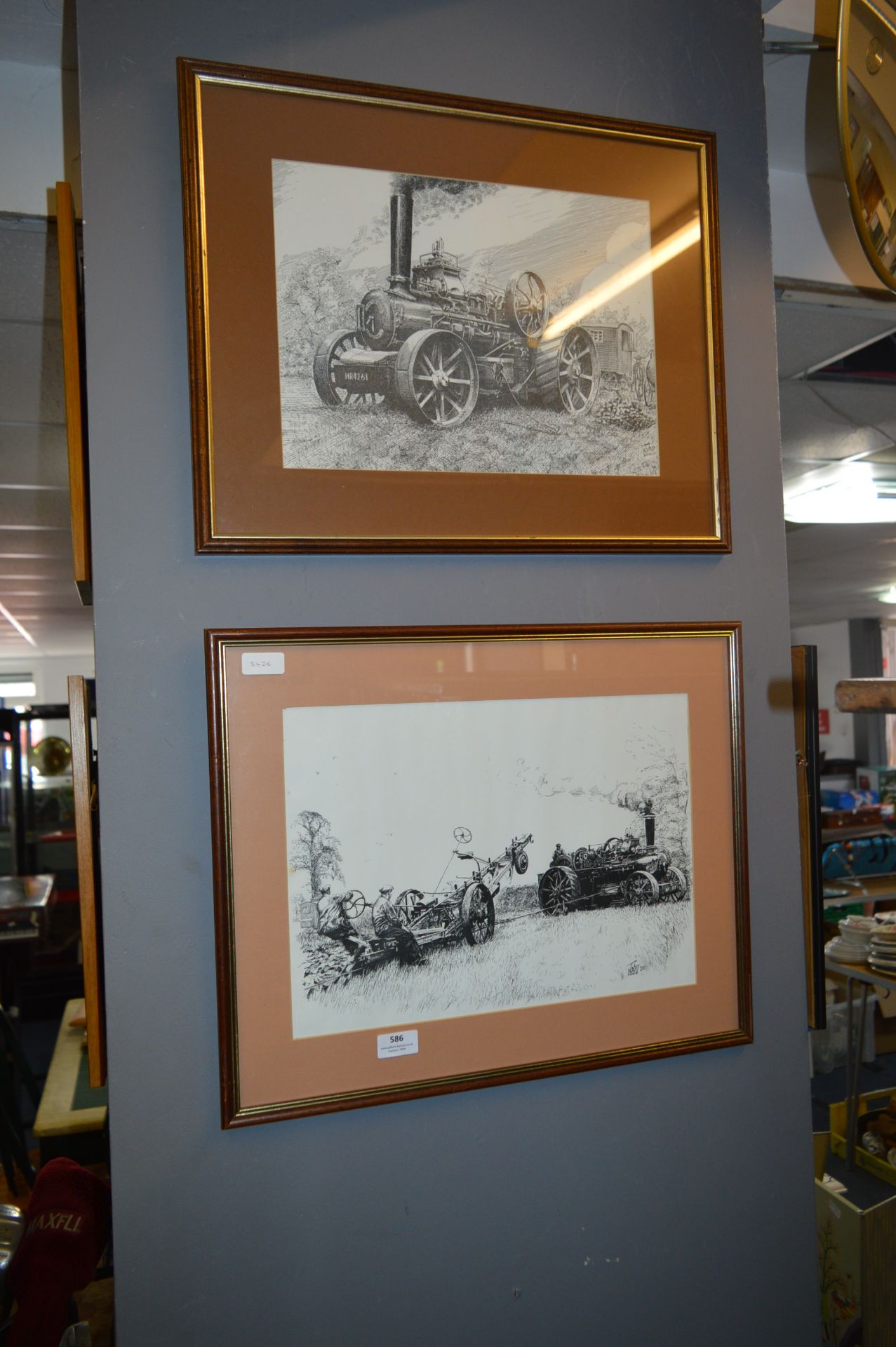 Pair of Framed Monochrome Prints - Steamrollers