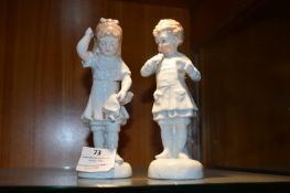 Pair of Early 20th Century Pottery Figurines - Boy
