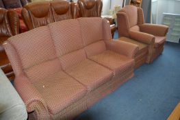 Terracotta Diamond Patterned Three Seat Sofa and S