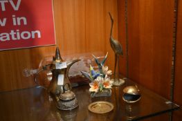 Capodimonte Bird Figurines, Ship in Bottle and Bra