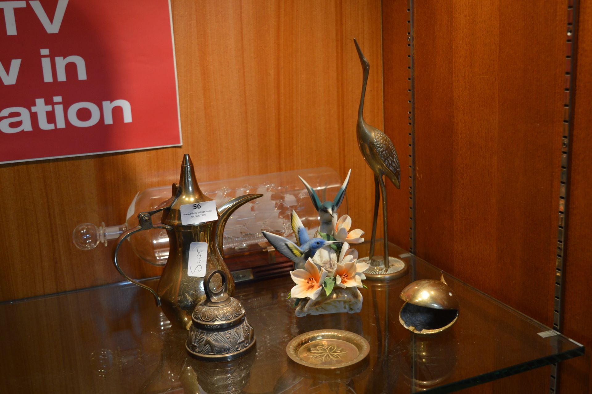 Capodimonte Bird Figurines, Ship in Bottle and Bra