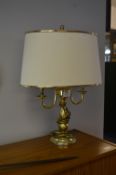 Brass Effect Two Branch Table Lamp