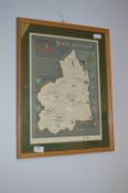 Framed Map - North Thumberland Signed Tom Fleming