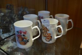Set of Five Crown Duchy Pendelfin Mugs