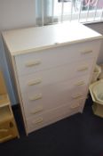 White Melamine Five Height Chest of Drawers