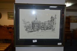 Framed Monochrome Print - Beverley Market Place by