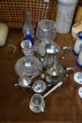 Glassware and Silver Plated Ware, Decanter, Tea Se