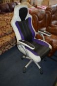 White, Purple & Black Leatherette Swivel Office Ma