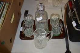 Decanter and Glassware Set on Tray with Golf Motif