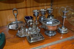 Collection of Silver Plated Ware; Goblets, Rose Bo