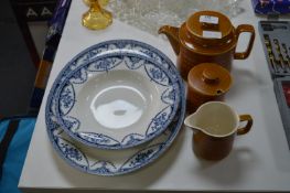 Hornsea Pottery Saffron Tea Set and a Blue & White