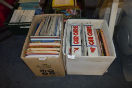 Two Boxes of Car Manuals and Car Care Magazines