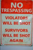 *Large Reproduction Enamel Sign - No Trespassing