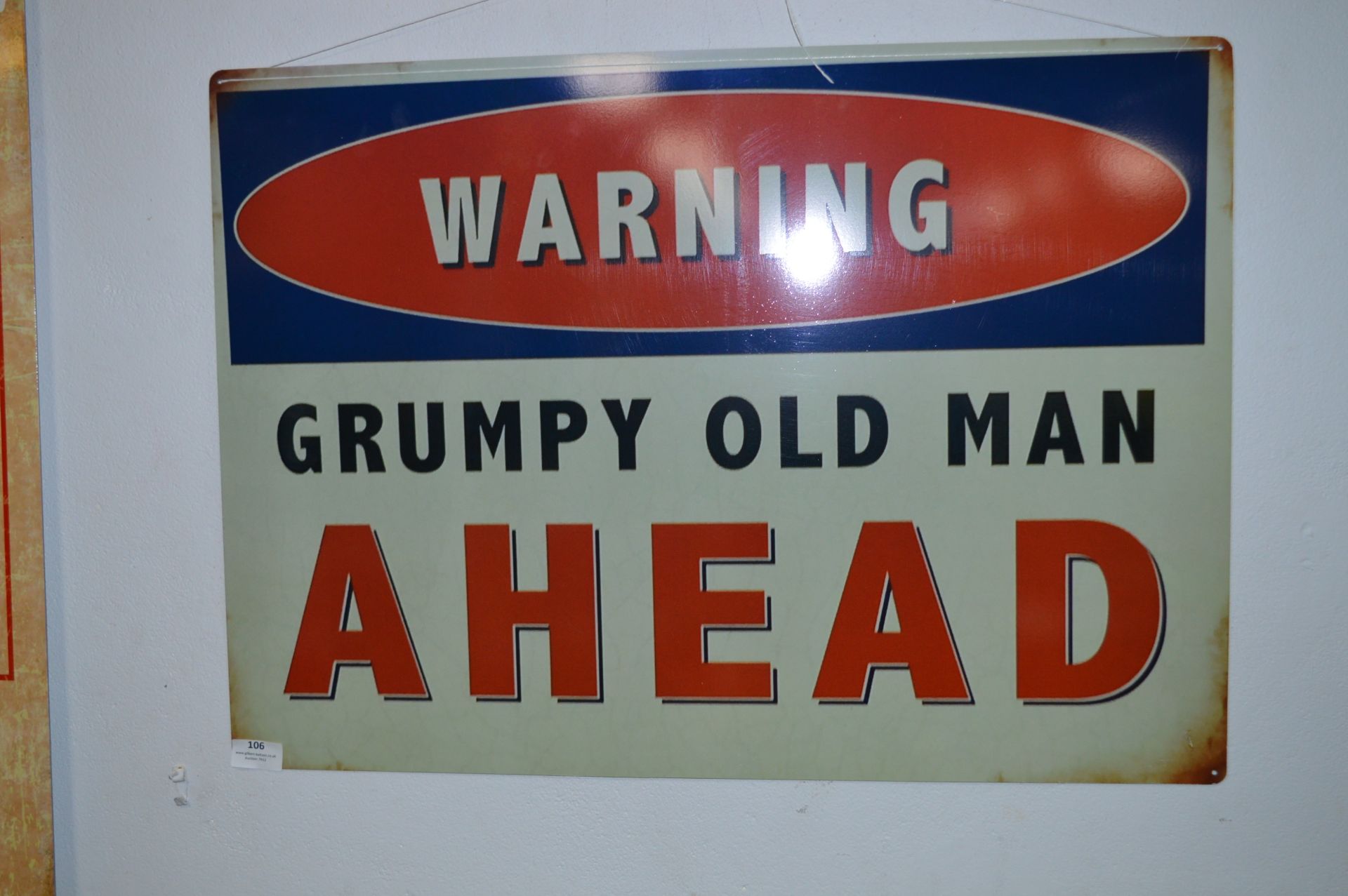 *Large Reproduction Enamel Sign - Grumpy Old Man Ahead