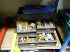Five Tin Storage Drawers and Contents