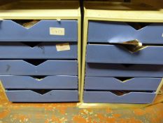 Two Sets of Plastic Storage Drawers and Contents