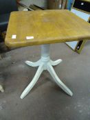 Small Square Topped Pine Table with Pedestal Base