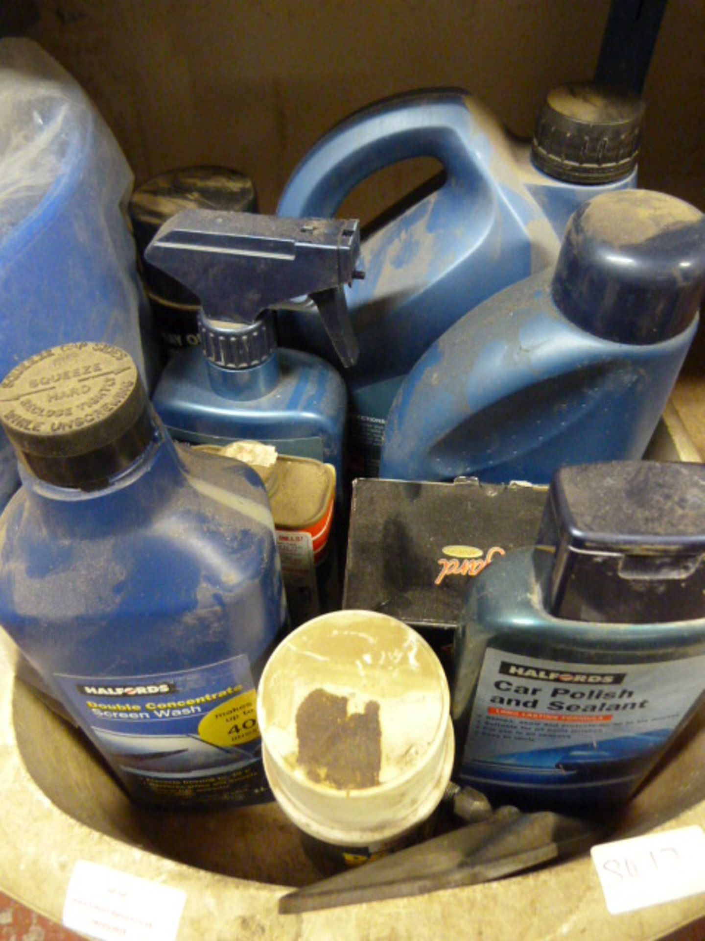 Box of Car Polish, Screen Wash, Wax, etc.