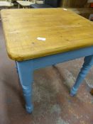 Small Pine Square Topped Table with Painted Legs