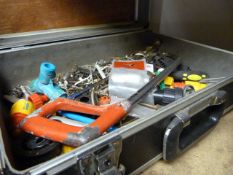 Small Case and Contents Including Hacksaw, Screws,