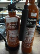 Chubb 3L Water Fire Extinguisher and a 2kg Carbon