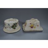 Two Victorian Floral Patterned Cheese Dishes