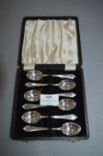 Cased Hallmarked Silver Teaspoon Set - Sheffield 1954 Approx 72g