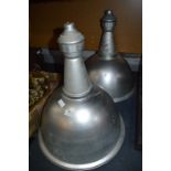 Two Steel Industrial Light Fittings 19"