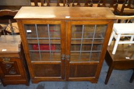 Oak Bookcase with Leaded Doors